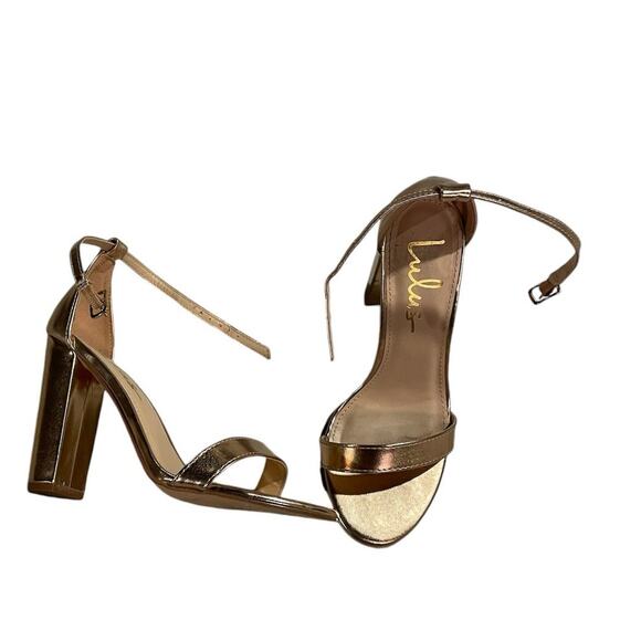 Lulu's Taylor Ankle strap rose gold block heels size 5.5 - Picture 1 of 5